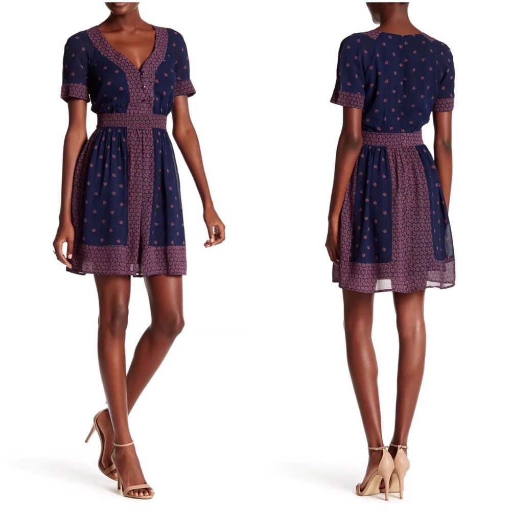 French Connection Blue Woodstock Georgette Dress - Picture 2 of 8